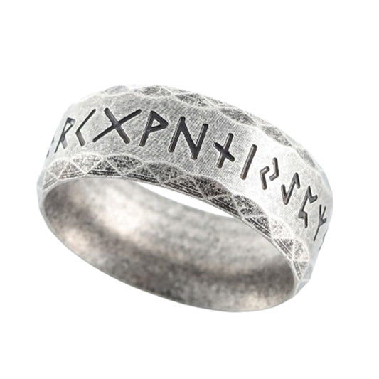 ZMY Home Elder Futhark Runes Ring - Viking Norse Rune Stainless Steel Jewelry for Men, Spiritual Symbolic Gift