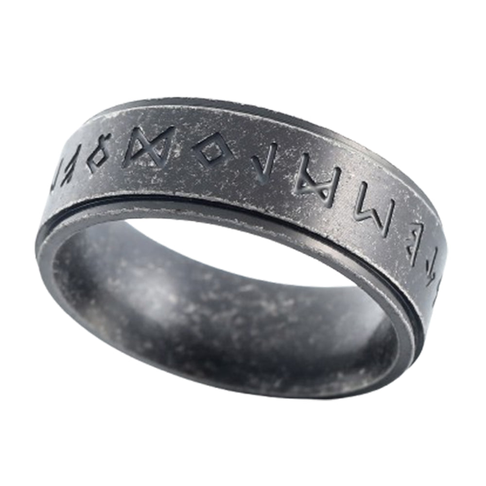 ZMY Home Elder Futhark Runes Ring - Stainless Steel Band with Runic Alphabet Design - Nordic Viking Jewelry