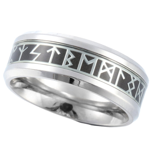 ZMY Home Rings Stainless Steel Jewelry Viking Norse Symbol Rune Elder Futhark Alphabet Rings