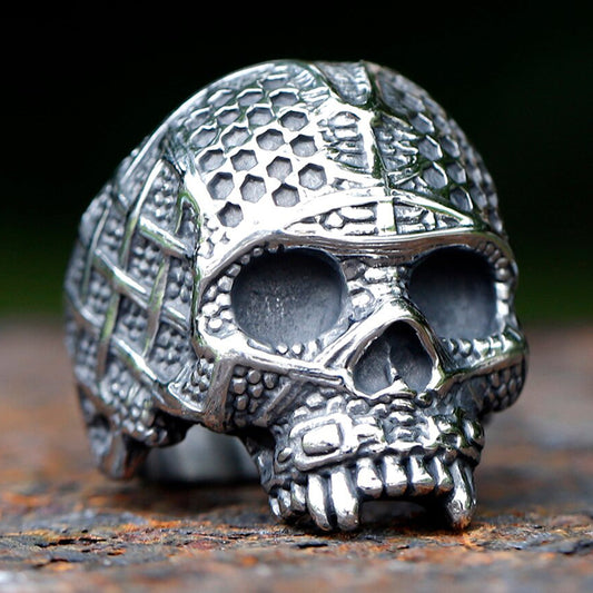 ZMY Home Stainless Steel Vampire Skull Ring with Bandages | Unique Men's Gothic Party Jewelry