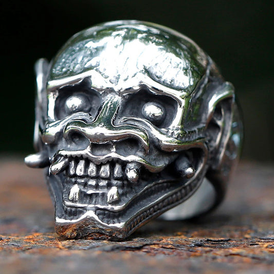 ZMY Home Stainless Steel Hannya Mask Ring | Exquisite Japanese Demon Party Jewelry