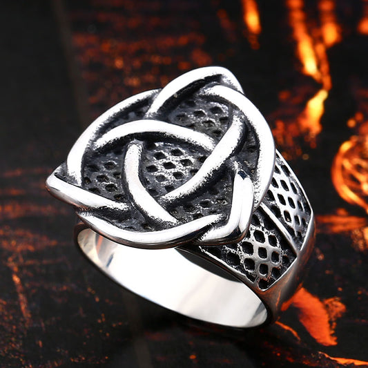 ZMY Home Stainless Steel Viking Signet Ring with Celtic Knot Engraving – Norse Mythology Men’s Fashion Jewelry