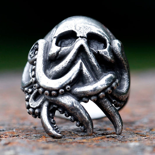 ZMY Home Stainless Steel Ring | Skull of Intellect Devourer | Evil Death Monster Jewelry for Cosplay Party