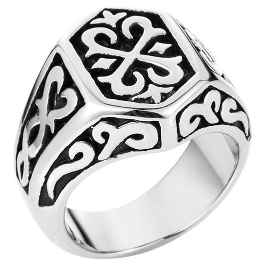 ZMY Home Odin Norse Rings, Fashion Cool Punk Rock Silver Stainless Steel Mens Viking Jewelry Celtic Knot Rune Ring