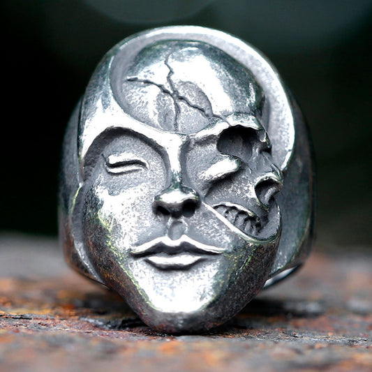 ZMY Home Stainless Steel Ring | Skull-Revealing Face Ring - Symbolizing Duality Party Jewelry