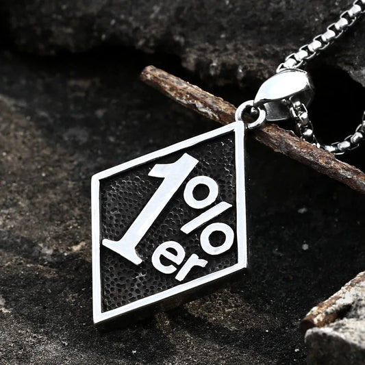 ZMY Home Skull Necklace - One Percent Dog Tag Design Pendant - Unique Stainless Steel Jewelry