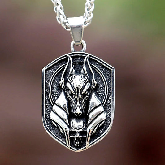 ZMY Home Skull Necklace - God of Anubis Design Pendant - Unique Stainless Steel Jewelry
