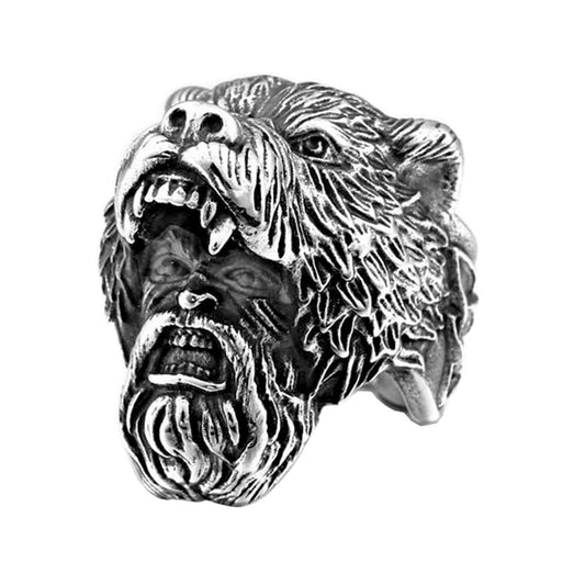 ZMY Home Viking Druid Ring – Stainless Steel Beast Helmet Design, Norse Mythology Jewelry for Men & Women