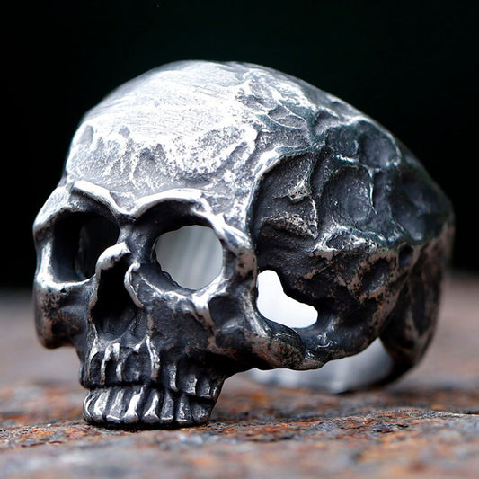 ZMY Home Distressed Skull Punk Spinner Ring - Edgy Gothic Stainless Steel Party Jewelry Gifts for Him & Her