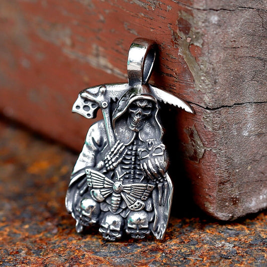 ZMY Home Perfectly Detailed Death Reaper Pendant Necklace | Halloween Skull Accessory for Men and Women