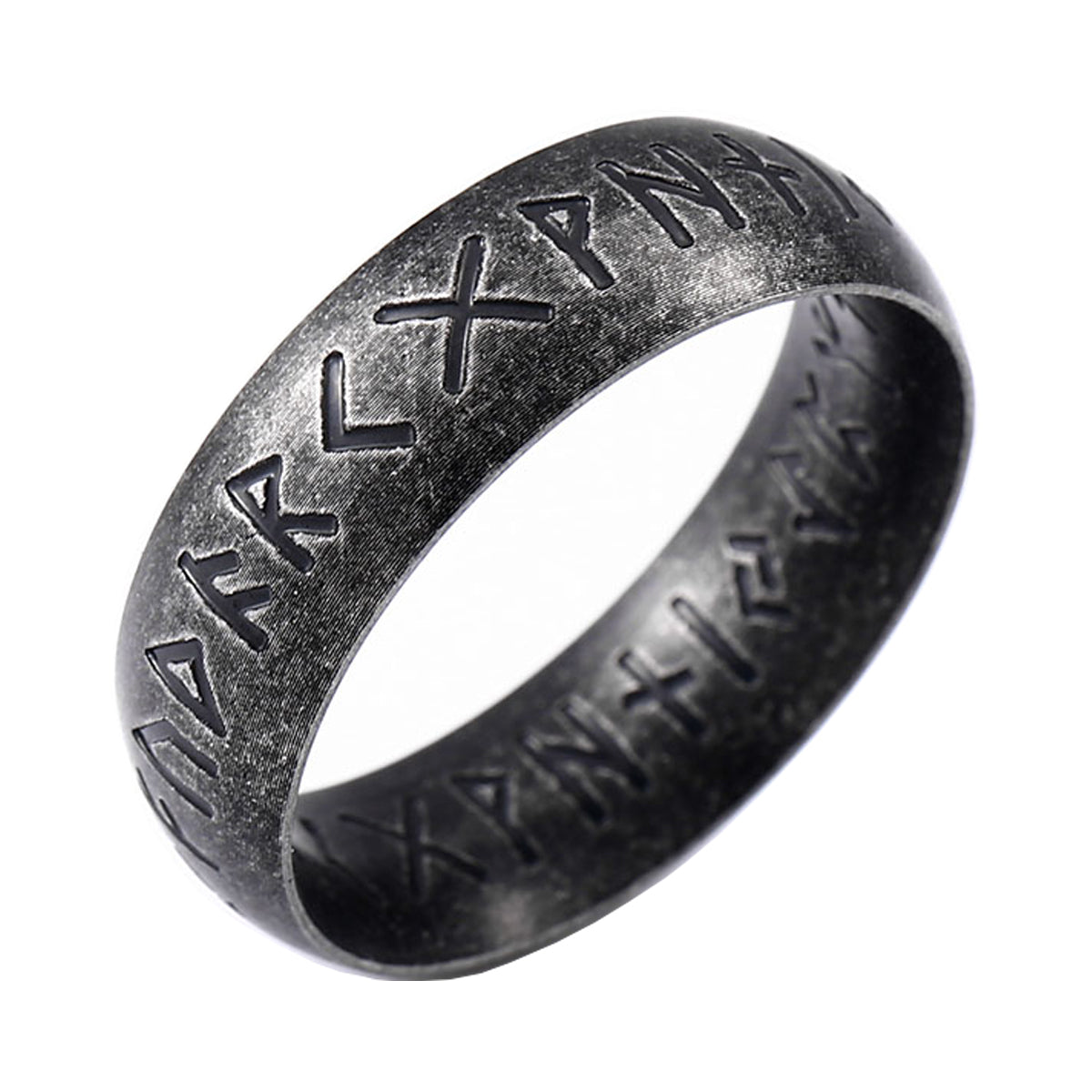 ZMY Home Elder Futhark Runes Ring - Stainless Steel Band with Runic Alphabet Design - Nordic Viking Jewelry