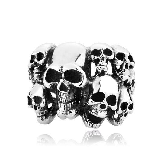 ZMY Home Multi Skull Ring - Gothic Cluster Stainless Steel Biker Jewelry