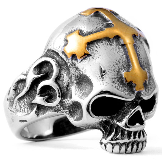 Gothic Crowned Skull Ring - Royal Skeleton Stainless Steel Band