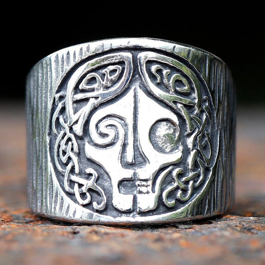 ZMY Home Stainless Steel Norse Mythology Goddess Hel Seal Ring | Unique Nordic Symbol Pagan Skull Party Jewelry
