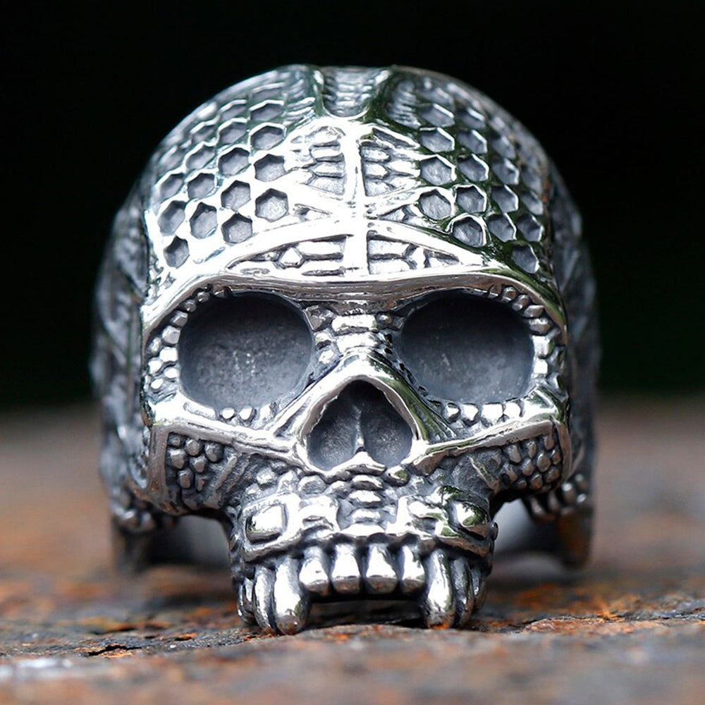 ZMY Home Stainless Steel Vampire Skull Ring with Bandages | Unique Men's Gothic Party Jewelry