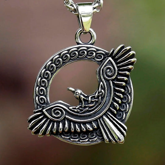 ZMY Home Pendant Necklace - Nordic Raven Design - Unique Stainless Steel Jewelry