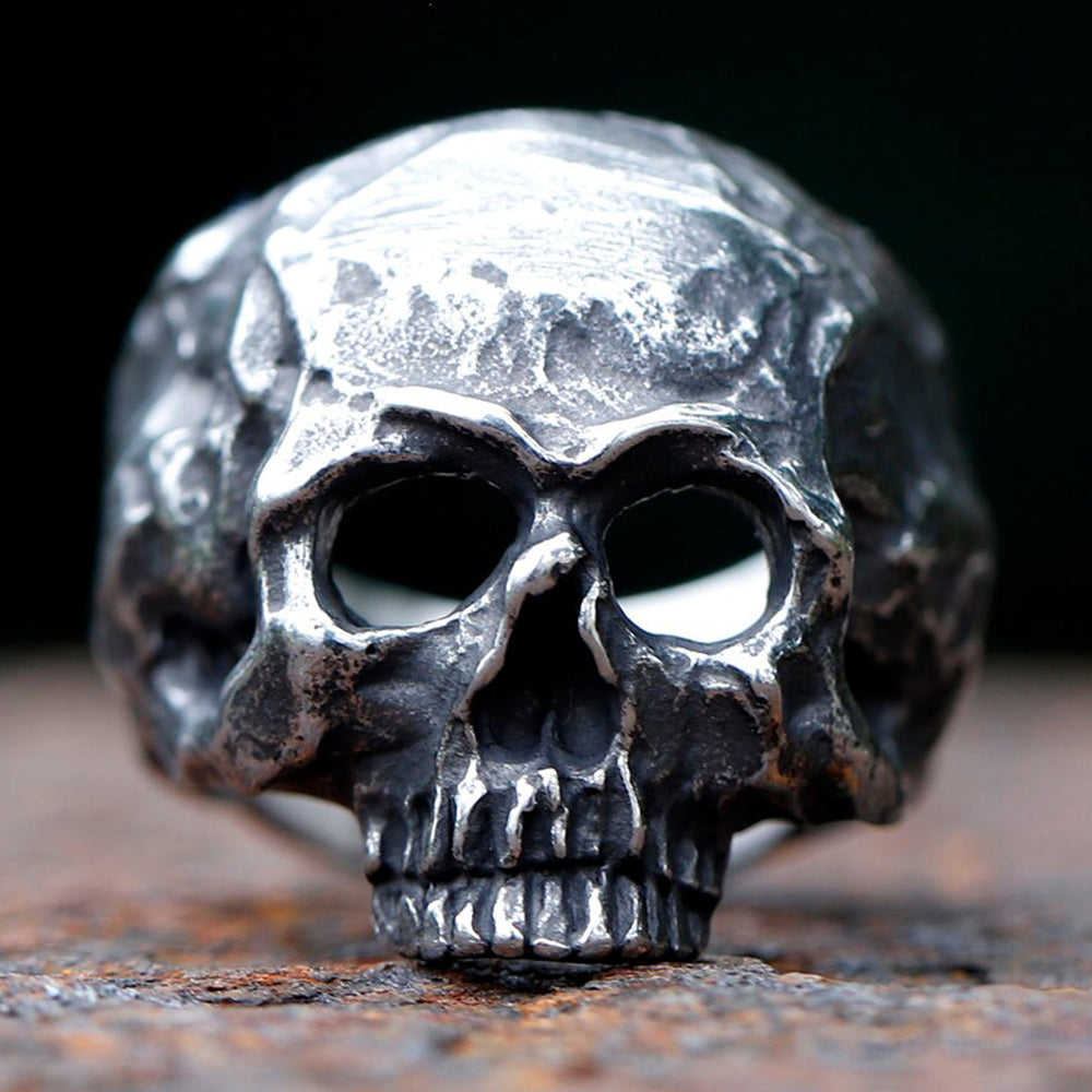 ZMY Home Distressed Skull Punk Spinner Ring - Edgy Gothic Stainless Steel Party Jewelry Gifts for Him & Her