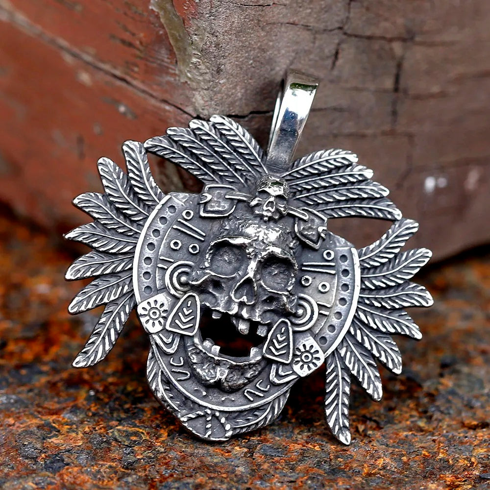 ZMY Home Skull Pendant Necklace - Voodoo Tribe Skull Design - Unique Stainless Steel Jewelry