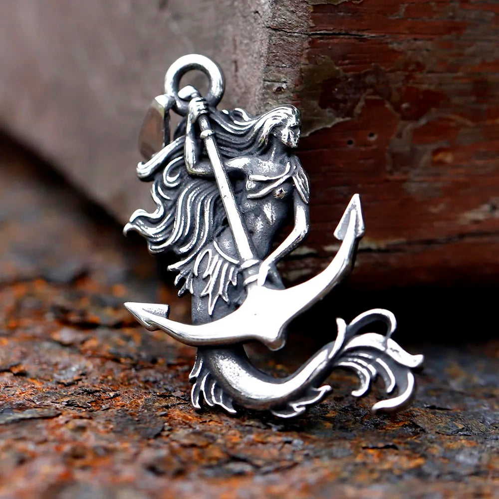 ZMY Home Pendant Necklace - Sea Serpent hold Anchor Design - Unique Stainless Steel Jewelry