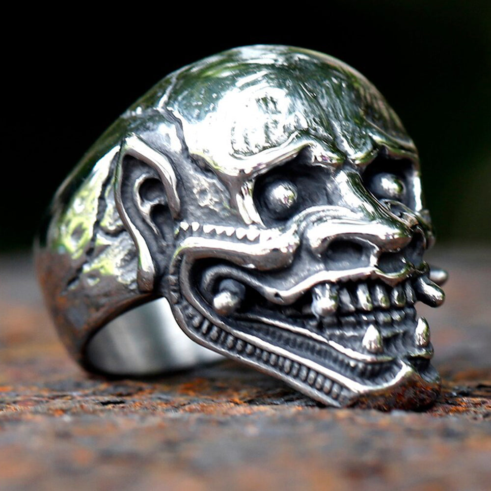 ZMY Home Stainless Steel Hannya Mask Ring | Exquisite Japanese Demon Party Jewelry