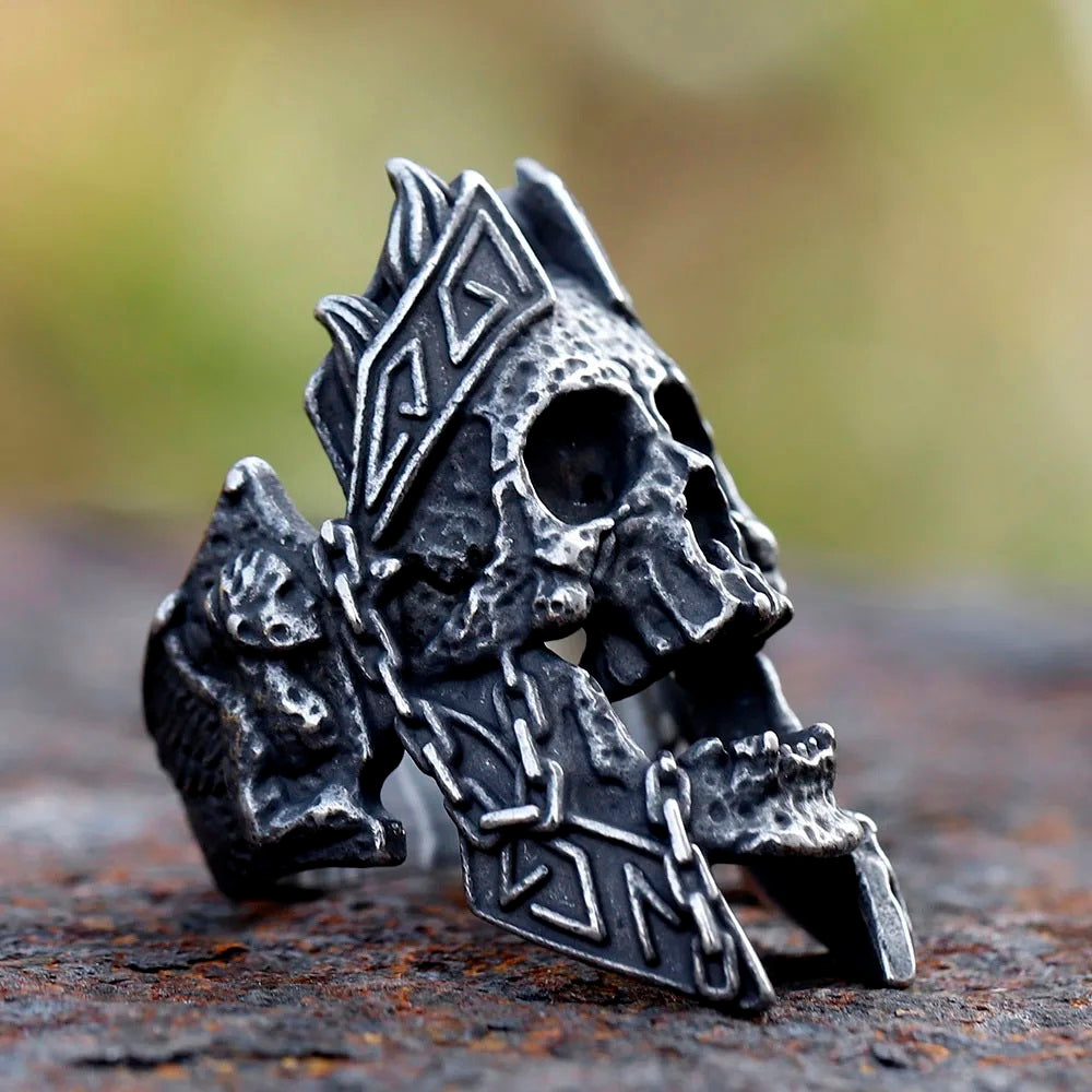 ZMY Home Viking Skull Ring - Nordic Warrior Design Fashion Stainless Steel Party Jewelry