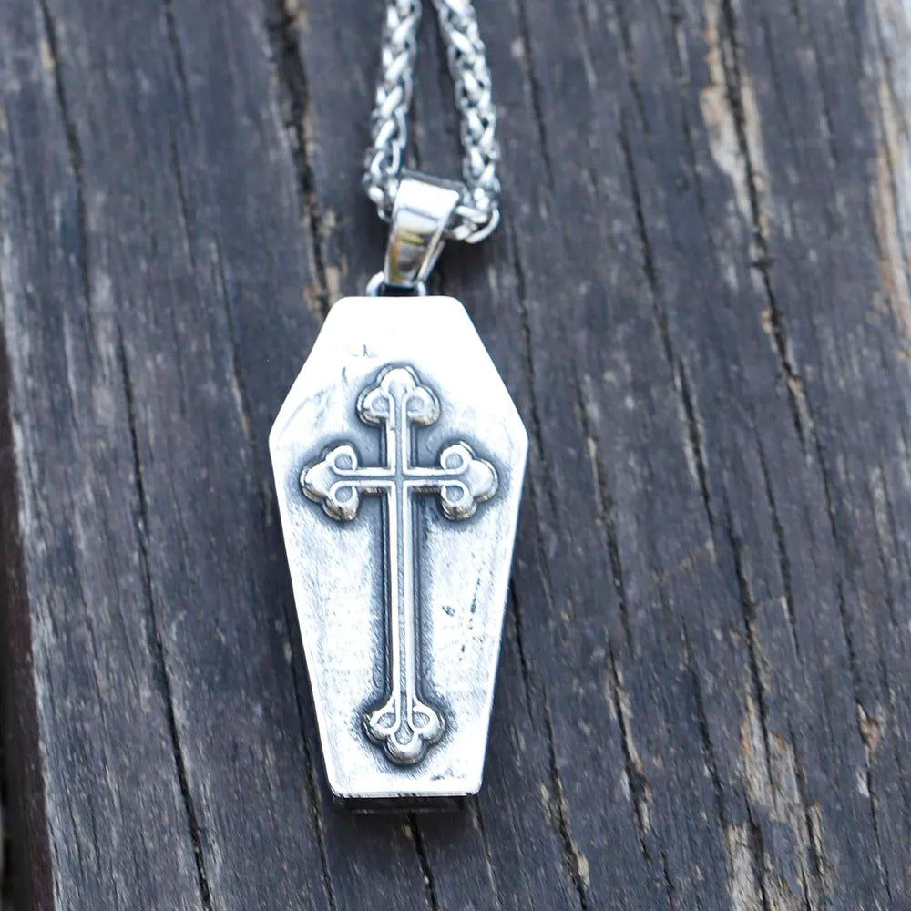 ZMY Home Skull Necklace - Coffin with Skeleton Design Pendant - Unique Stainless Steel Jewelry