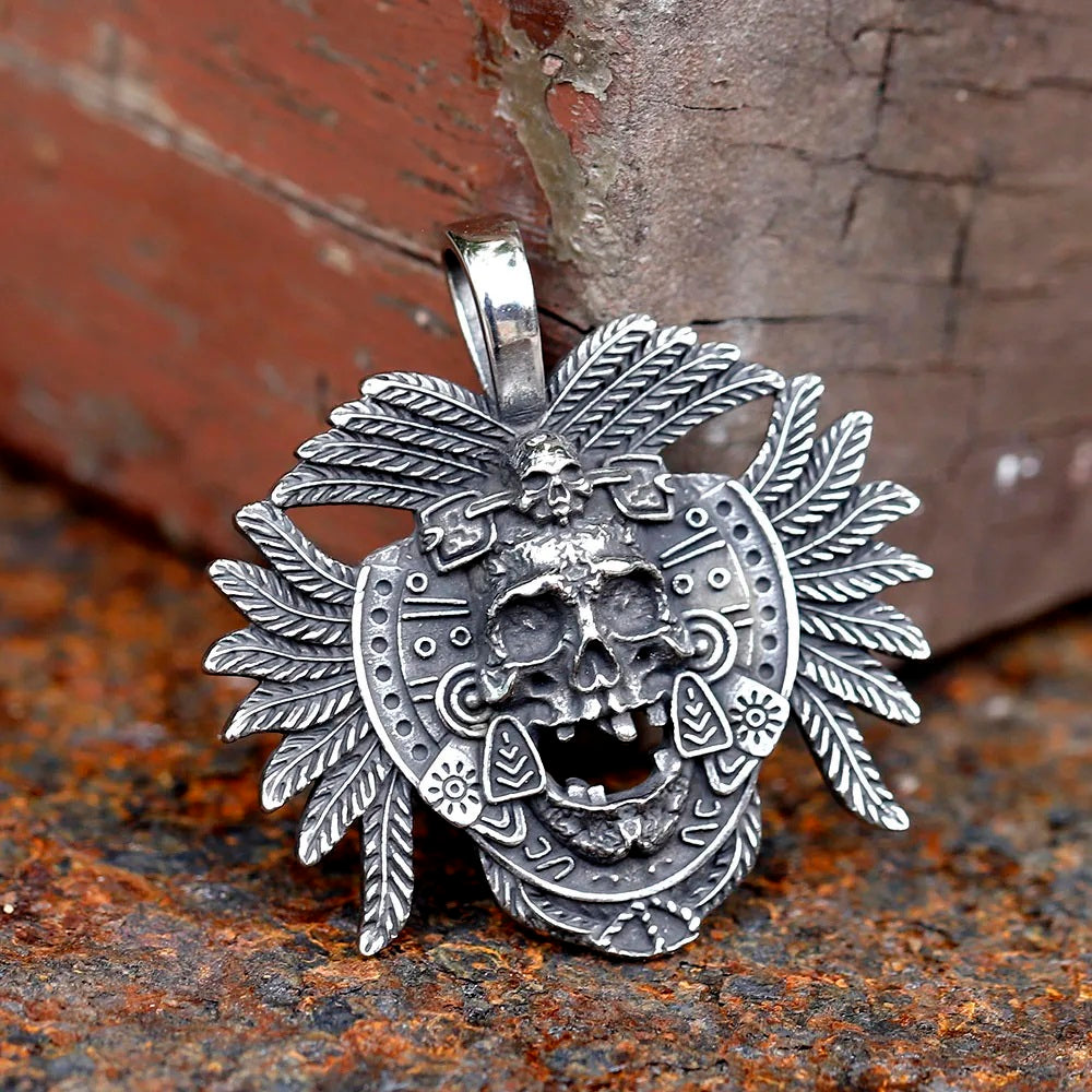 ZMY Home Skull Pendant Necklace - Voodoo Tribe Skull Design - Unique Stainless Steel Jewelry