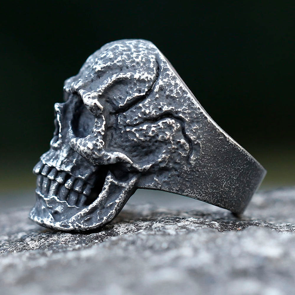 ZMY Home Cracked Skull Ring | Unique Stainless Steel Skeleton Head Party Jewelry