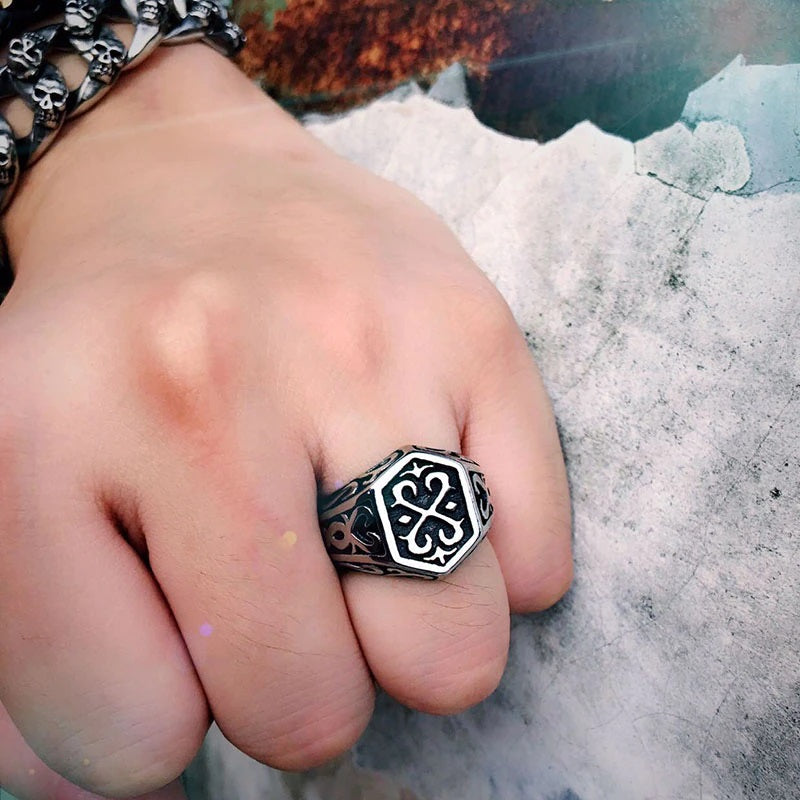 ZMY Home Odin Norse Rings, Fashion Cool Punk Rock Silver Stainless Steel Mens Viking Jewelry Celtic Knot Rune Ring