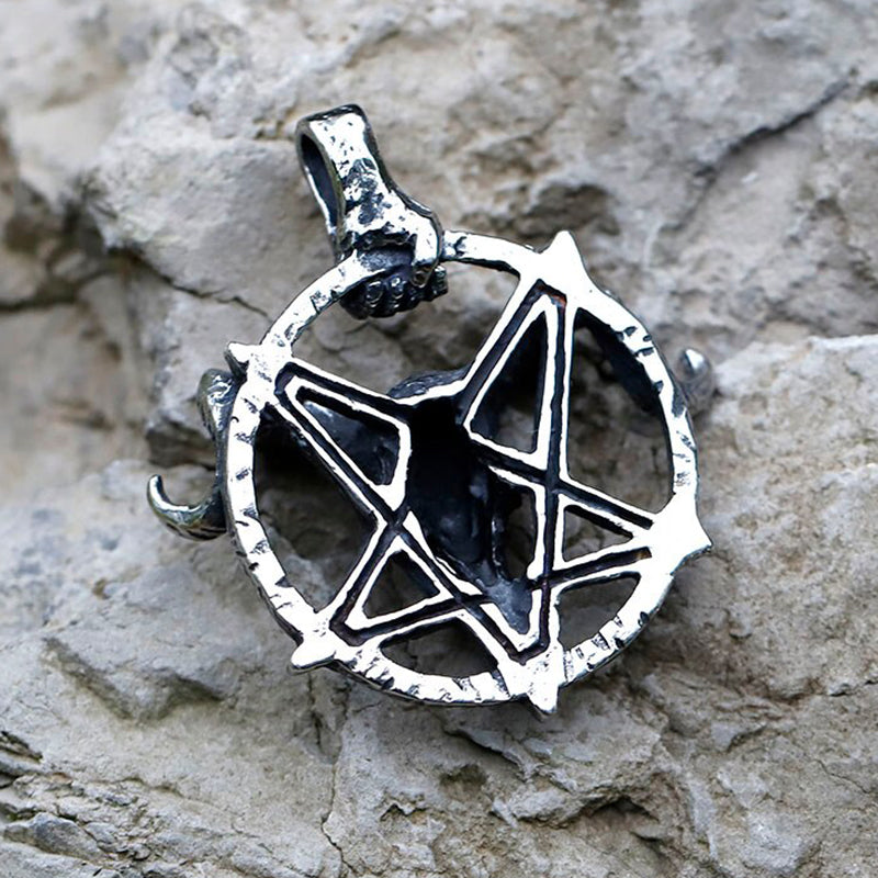 ZMY Home Baphomet Ram Goat Pendant - Stainless Steel Necklace, Worship Horns Satan Jewelry for Gothic Occult Lovers