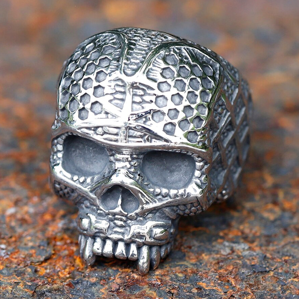 ZMY Home Stainless Steel Vampire Skull Ring with Bandages | Unique Men's Gothic Party Jewelry