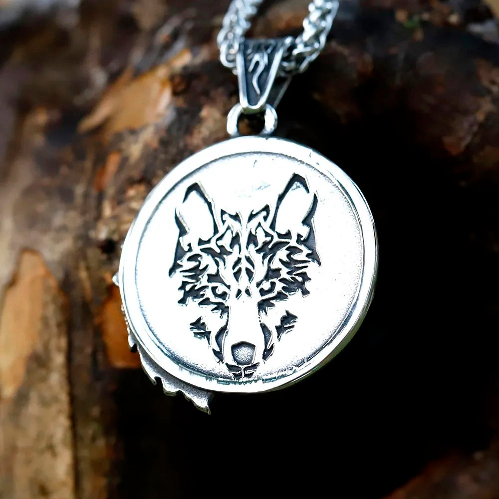 ZMY Home Pendant Necklace - Viking Wolf Dog Tag Design - Unique Stainless Steel Jewelry