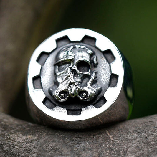 ZMY Home Stamp Ring Distressed Stormtrooper Helmet with Skull Design Movie Jewelry