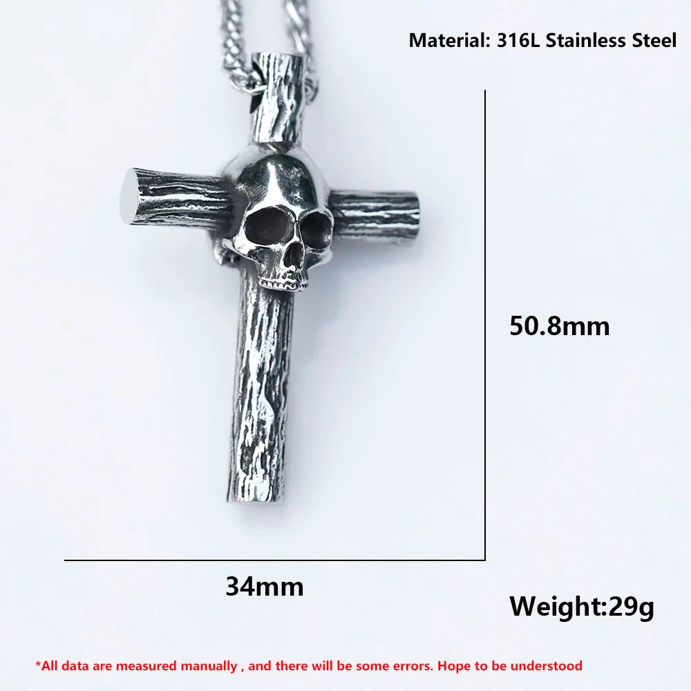 ZMY Home Pendant Necklace - Skull on Cross Design - Unique Stainless Steel Jewelry