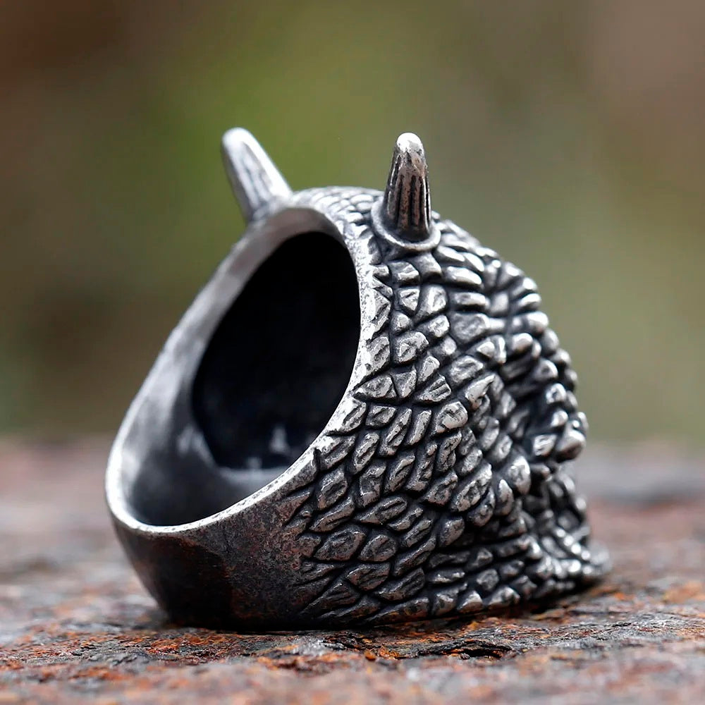ZMY Home Gothic Skull Ring - Demon with Horns and One Eye Design - Unique Party Stainless Steel Jewelry Gift