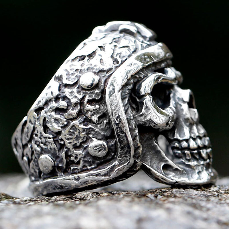 ZMY Home Stainless Steel Punk Ring - Alt Style Biker Skull Design with Maltese Cross for Party Jewelry