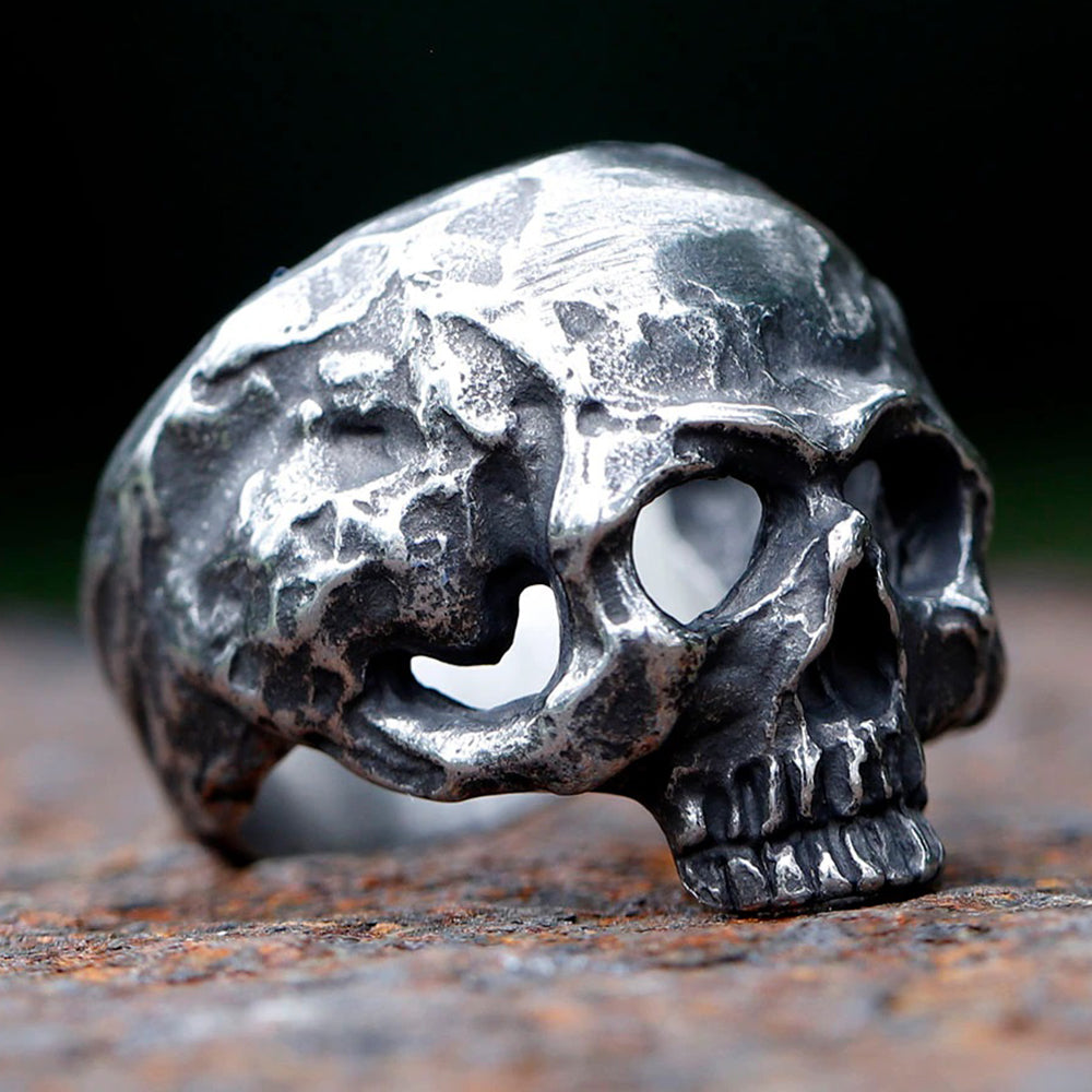 ZMY Home Distressed Skull Punk Spinner Ring - Edgy Gothic Stainless Steel Party Jewelry Gifts for Him & Her