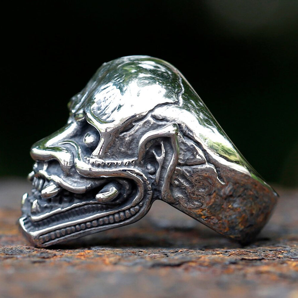 ZMY Home Stainless Steel Hannya Mask Ring | Exquisite Japanese Demon Party Jewelry