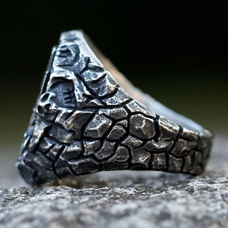 ZMY Home Stainless Steel Signet Ring Cross with Death and Saves Inscriptions Skull Party Jewelry