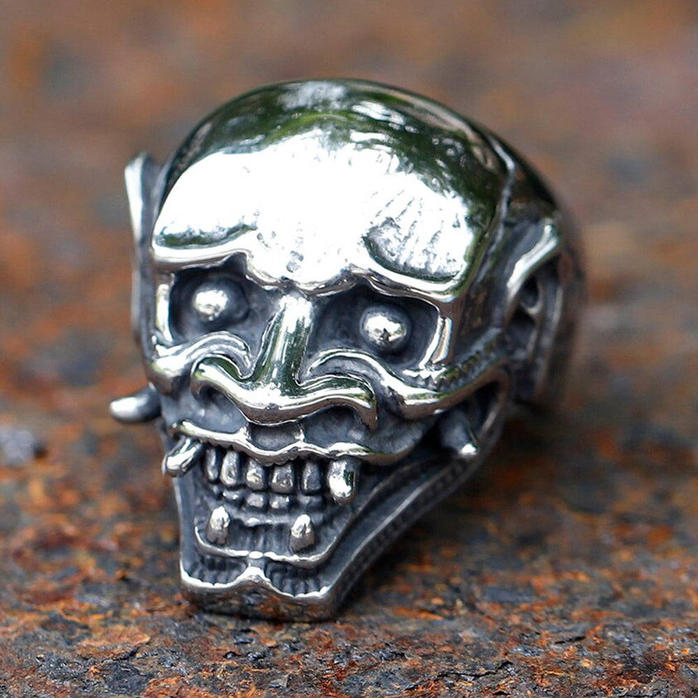 ZMY Home Stainless Steel Hannya Mask Ring | Exquisite Japanese Demon Party Jewelry