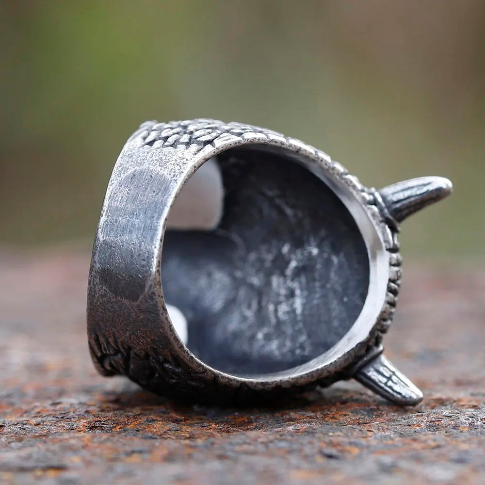 ZMY Home Gothic Skull Ring - Demon with Horns and One Eye Design - Unique Party Stainless Steel Jewelry Gift