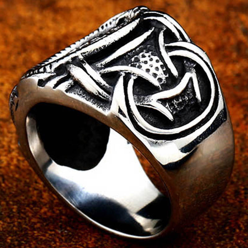 ZMY Home Rings Norse Symbol Rune Runic Compass Ring Stainless Steel Dragon Odin Viking Jewelry Ring