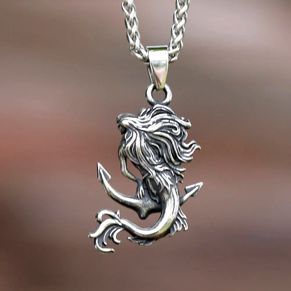 ZMY Home Pendant Necklace - Sea Serpent hold Anchor Design - Unique Stainless Steel Jewelry