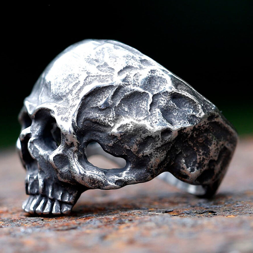 ZMY Home Distressed Skull Punk Spinner Ring - Edgy Gothic Stainless Steel Party Jewelry Gifts for Him & Her