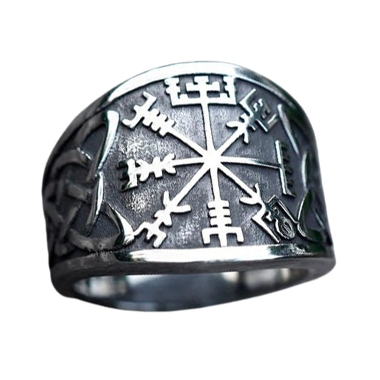 ZMY Home Runic Compass Ring - Norse Mythology Viking Jewelry