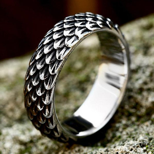 ZMY Home Stainless Steel Ring - Animal of Dragon Scales Design Cool Fashion Jewelry for Gift