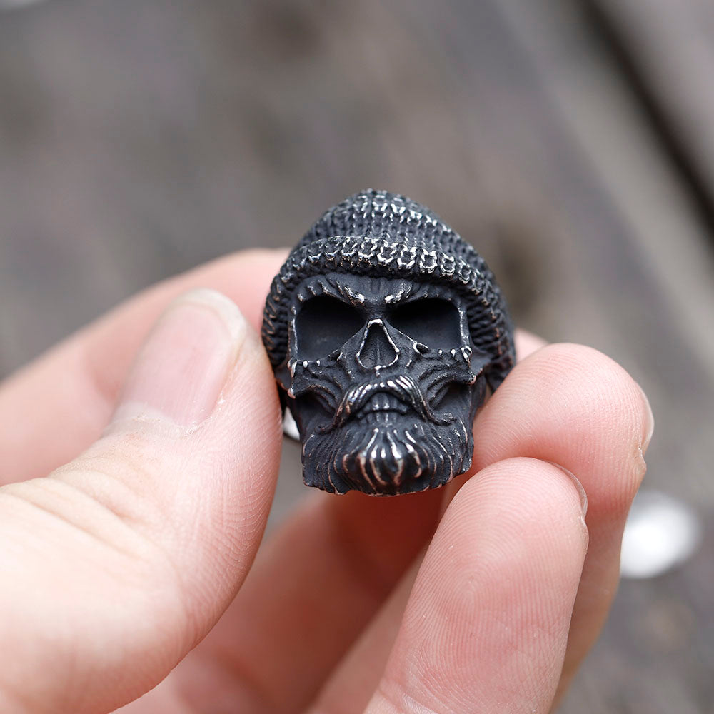 ZMY Home Stainless Steel Skull Ring with Bearded and Hooded Skull Design Party Jewelry
