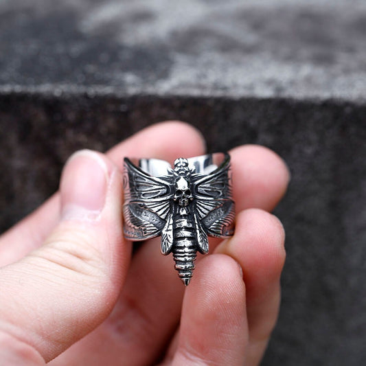 ZMY Home Butterfly Scary Skull Ring Stainless Steel Party Jewelry for Men Women