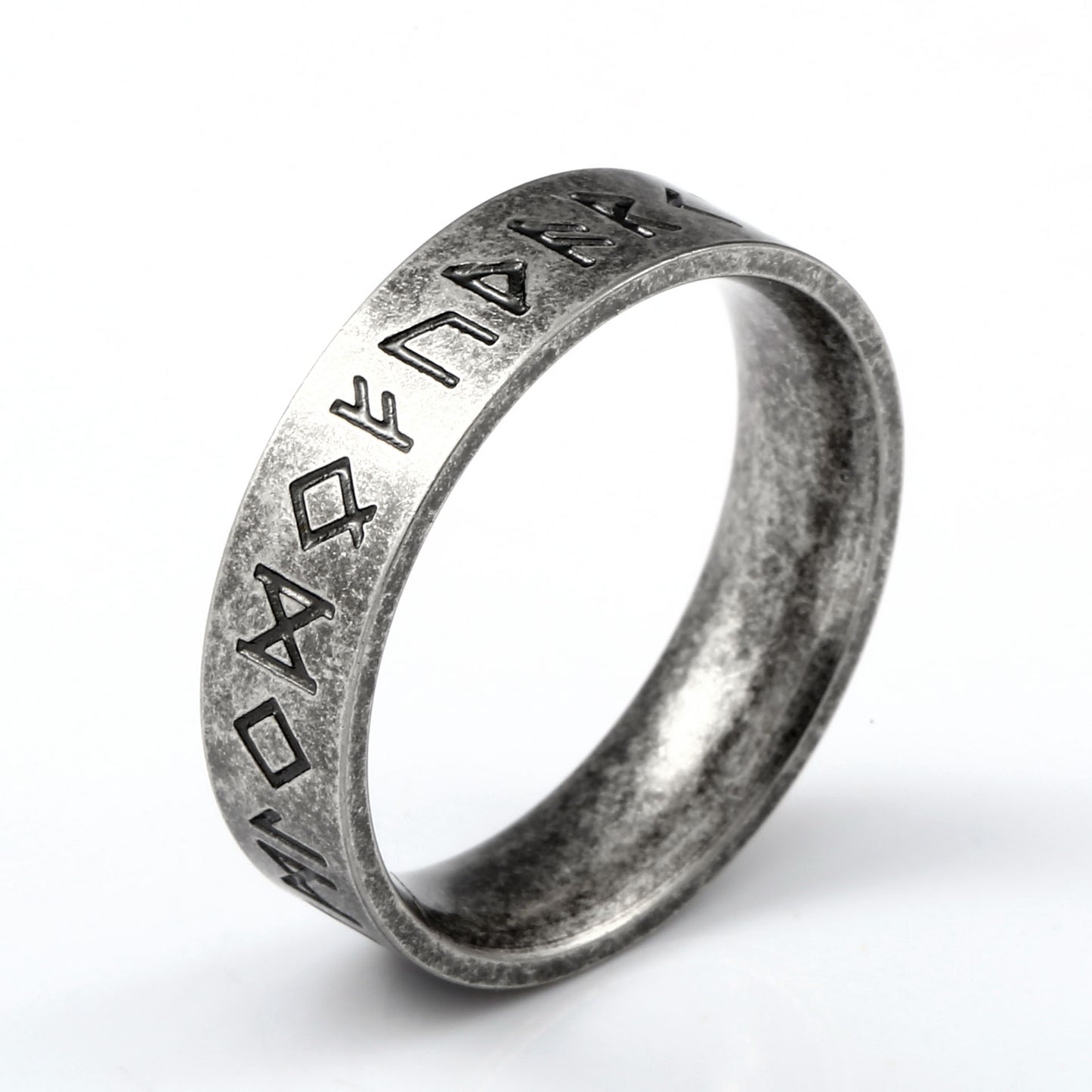 ZMY Home Elder Futhark Runes Ring - Stainless Steel Band with Runic Alphabet Design - Nordic Viking Jewelry