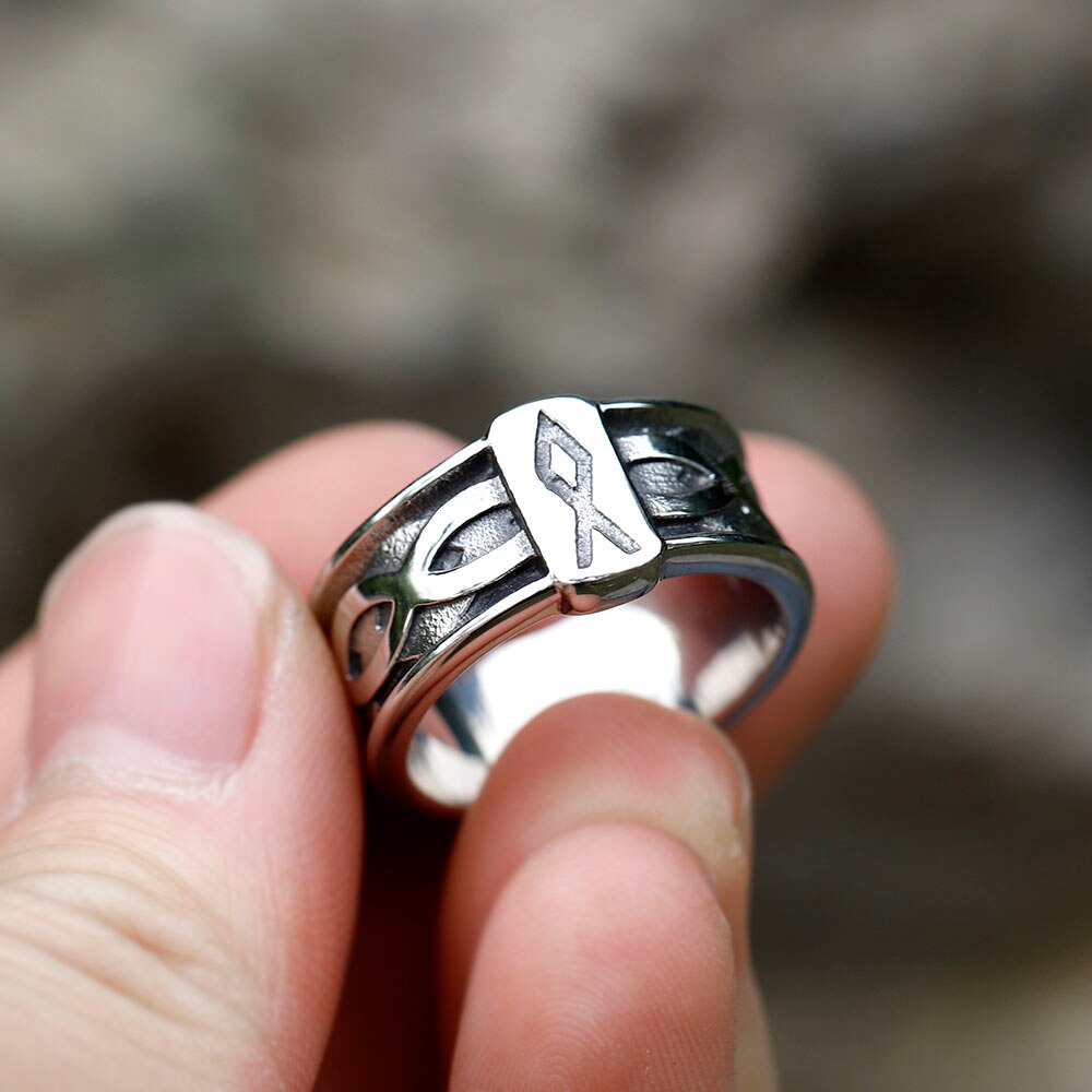 ZMY Home Rings Norse Symbol Rune Oath Ring Stainless Steel Viking Nordic Jewelry Ring